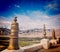 Dhvaja (victory banner), on the roof of Thiksey monastery. Ladakh, India