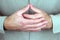 Dhyana mudra. Yogic hand gesture. Hand spirituality hindu yoga of fingers gesture