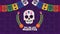Dia de los muertos celebration with skull painted and garlands