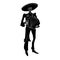 Dia de los muertos Ð¡haracter with accordion. Black and white isolated silhouette with contour. Vector illustration for halloween