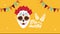Dia de los muertos lettering celebration with katrina skull and garlands