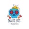 Dia De Los Muertos logo, traditional Mexican Day of the Dead design element, holiday party banner, greeting card or