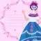 Dia de Los Muertos - square card with lines for text. Greeting blank with place for message and Catrina figure