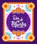 Dia de Muertos, Day of Dead spanish text Offering vector illustration