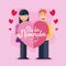 Dia dos Namorados Brazil Valentine`s Lovers` Day heart couple illustration cartoon poster design vector
