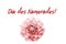 Dia dos Namorados! text in Portuguese: Valentineâ€™s Day! and red and white dahlia flower isolated on a seamless white background