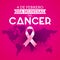 Dia mundial del Cancer - World Cancer Day 4 february spanish text. Pink ribbon and world map