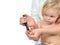 Diabetes baby toddler finger for glucose sugar measuring level b