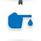 Diabetes blue icon, blood drop to glucose test