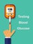 Diabetes concept, testing blood glucose