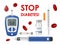 Diabetes disease, glucometer, insulin and syringe