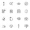 Diabetes disease line icons set