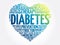 Diabetes heart word cloud, health concept background