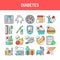 Diabetes line icons set. Isolated vector element.