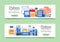 Diabetes mellitus care web banners vector illustration. Doctor cares about diabetics. Sugar and insulin levels, healthy