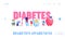 Diabetes Sickness Landing Page Template. Tiny People Characters with Checking Equipment for Treatment High Sugar Level