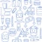 Diabetes symptoms and control line style vector seamless background with blue icons