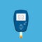 Diabetic glucose measuring device. Empty screen for value. Blank dial. Checking blood sugar level at home. Vector
