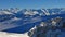 Diablerets glacier and mountain ranges in winter. Switzerland.