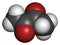 Diacetyl (butanedione) molecule. Responsible for taste of butter. Used for butter flavouring. Causes popcorn workerâ€™s lung (