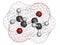 Diacetyl (butanedione) molecule. Responsible for taste of butter. Used for butter flavouring. Causes popcorn workerâ€™s lung (