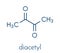 Diacetyl butanedione molecule. Responsible for taste of butter. Used for butter flavouring. Causes popcorn workerâ€™s lung .