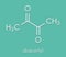 Diacetyl butanedione molecule. Responsible for taste of butter. Used for butter flavouring. Causes popcorn workerâ€™s lung .