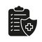 Diagnosis Report Silhouette Icon. Patient Medical Record Glyph Pictogram. Diagnostic Document. Health Information on