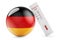 Diagnostic test for coronavirus in Germany. Antibody test COVID-19 with German flag, 3D rendering