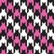 Diagonal Hounds Tooth in Pink, Black and White