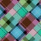 Diagonal madras patchwork plaid cotton pattern. Seamless quilting fabric effect linen check background.