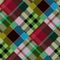 Diagonal madras patchwork plaid cotton pattern. Seamless quilting fabric effect linen check background.