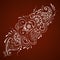 Diagonal mehndi garland. Romantic Indian henna style paisley floral design