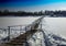 Diagonal mounted winter bridge landscape background