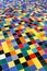 Diagonal perspective of colorful mosaic tiles