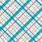 Diagonal plaid check patten in bold pink, yellow, turquoise colors on white background. Seamless vector pattern for