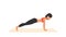 Diagonal plank exercise tutorial. Female workout on mat