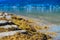 Diagonal stony beach landscape background