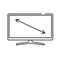 Diagonal TV display black line icon. Size Monitor.