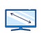 Diagonal TV display color line icon. Size Monitor. Electronic device. Pictogram for web page, mobile app, promo.
