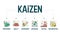 A diagram banner vector in the kaizen concept is a continuous improvement elements like improving, quality, advancement, success,
