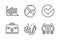 Diagram chart, First aid and Verify icons set. Engineering, Pie chart and Partnership signs. Vector