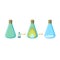 Diagram of chemical experiment which shows the reaction two active compounds with a formation of salt and heat release.