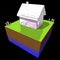 Diagram of a detached house with floor heating and radiators