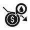 Diagram money depression trade crisis economy, oil price crash silhouette style icon