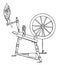 Diagram of a Spinning-wheel, vintage engraving