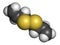Diallyl disulfide garlic molecule. One of the compounds responsible for taste, smell and health effects of garlic. Atoms are