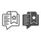 Dialogue bubble with favorite note line and solid icon. Starred chat message symbol, outline style pictogram on white