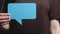 Dialogue icon hand blue blank speech bubble text