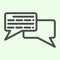 Dialogue line icon. Square conversation bubbles outline style pictogram on white background. Office and organization